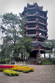 A 12 story temple built in the 1800's by Emperor Qianlong rises 100 ft.  above the Yangtze.