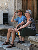 Tourists are easily awe struck as they gaze upon the sights of Italy's past.