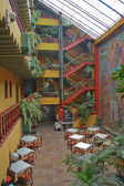 The colorful dining area of the Royal Inka hotel in Cuzco.