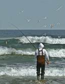 Surf fishing at the Jersey Shore requires positive thinking and lots of luck.
